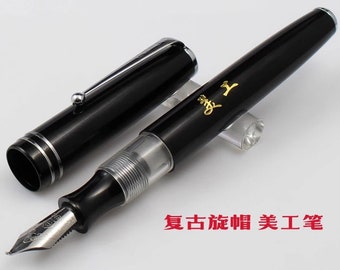 Pluma estilográfica St Penpps Hero Vintage con ventana de tinta, punta F recta/Fude opcional