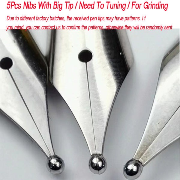 St Penpps 5Pcs Fountain Pen Nibs With Big Tip Need To Tuning #6 #5 Exposed Nib 18.5mm Hooded Nib Optional For Grinding