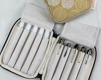 Estuche para pluma estilográfica bordado a mano: tela con 10 compartimentos para guardar bolígrafos