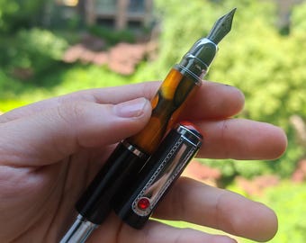 Fuliwen Acrylic and Metal Fountain Pen Converter Filler: EF/F/M/Stub Nib