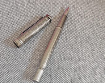 Yongsheng Retro Silver Fountain Pen Converter Filler M/1.1mm Stub Nib