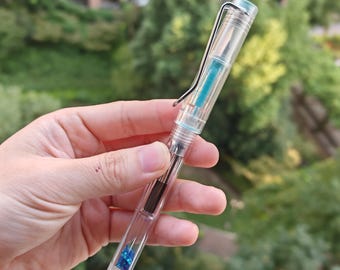 St Penpps Transparent Plastic Fountain Pen Blue Feed 2th Version: M Nib