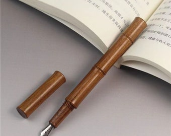 St Penpps fait main en bambou en forme de stylo plume en bois convertisseur de remplissage plume fine cadeau d'écriture