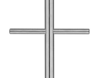 May include: A silver metal tool shaped like a cross with four arms of equal length. The tool is designed for tightening or loosening screws or nuts.