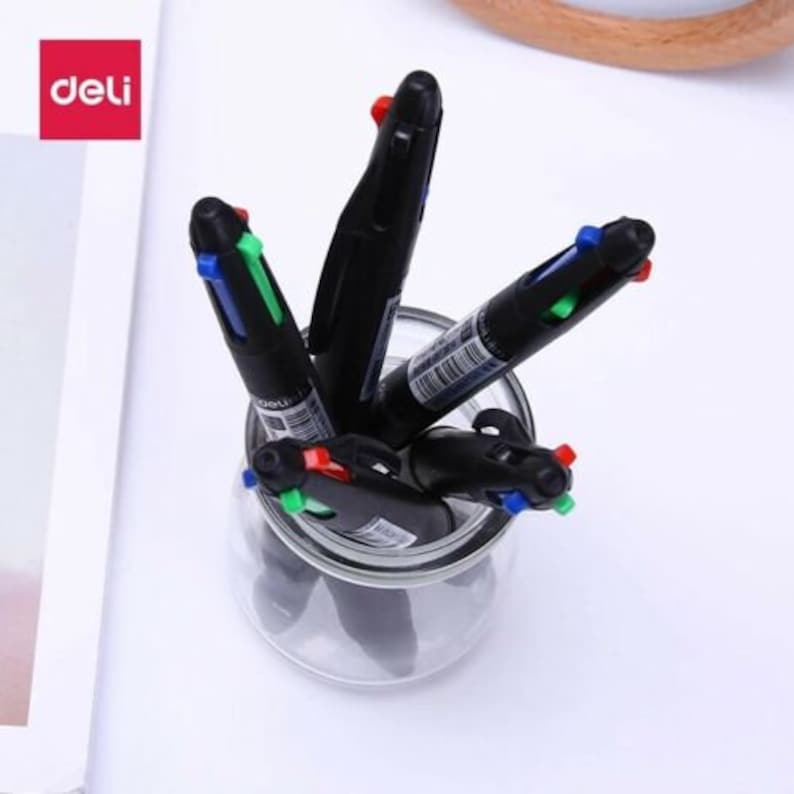 6pcs Deli MultiColor Pen 0.7mm Point 4 in 1 Colorful Retractable Ballpoint Pens