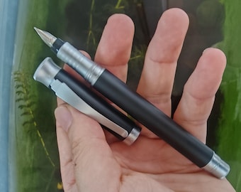 KLXZ Metal Matte Black Fountain Pen Aerometric Filler Screw Cap: M Nib