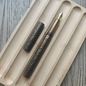 St Penpps Heavy Detress Brass Harmmered Version Fountain Pen F Schimidt Nib Converter Filler 61g Writing Gift
