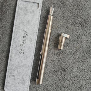 Handmade Stainless Steel Retractable Fountain Pen: Schmidt EF/F Nib