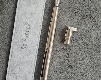 Pluma estilográfica retráctil de acero inoxidable hecha a mano: plumín Schmidt EF/F