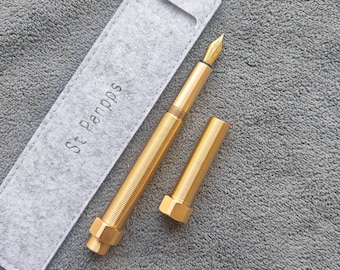 Brass Fountain Pen Schmidt F Nib Converter Filler