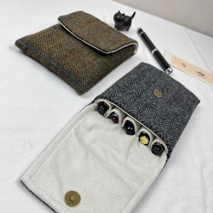 St Penpps Sac pour stylos jacquard rétro à carreaux de haute qualité avec 5 fentes Étui pour stylos Étui de protection Sac pour stylos portable