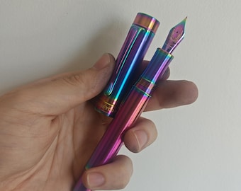 Pengcheng TA2 Rainbow Color Fountain Pen Converter Filler F Nib Smooth Writing  Gift