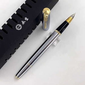 Penna stilografica a stantuffo Yongsheng 601A in acciaio Vacumatic St Penpps Penna a inchiostro a punta fine