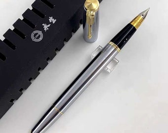 St Penpps Yongsheng 601A Steel Vacumatic Fountain Pen Piston Type Ink Pen Fine Nib