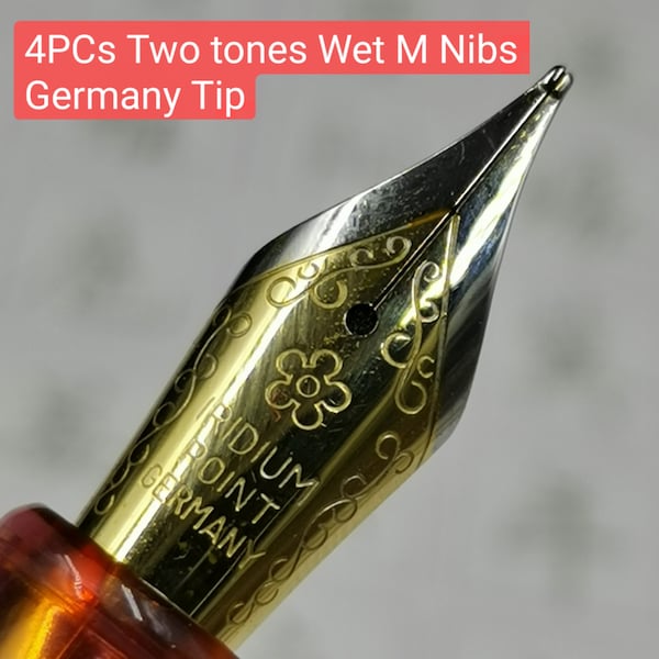 4Pcs Two-Tones Wet #6 Medium Fountain Pen Nibs Germany Tip For Penbbs 456/308 Jinhao X450 X750