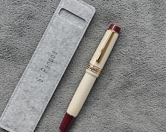 Penna stilografica Junlai 630 Seal Version Ivory Piston: n. 8 (pennino EF/F/M/B/B Stub/Architect opzionale)