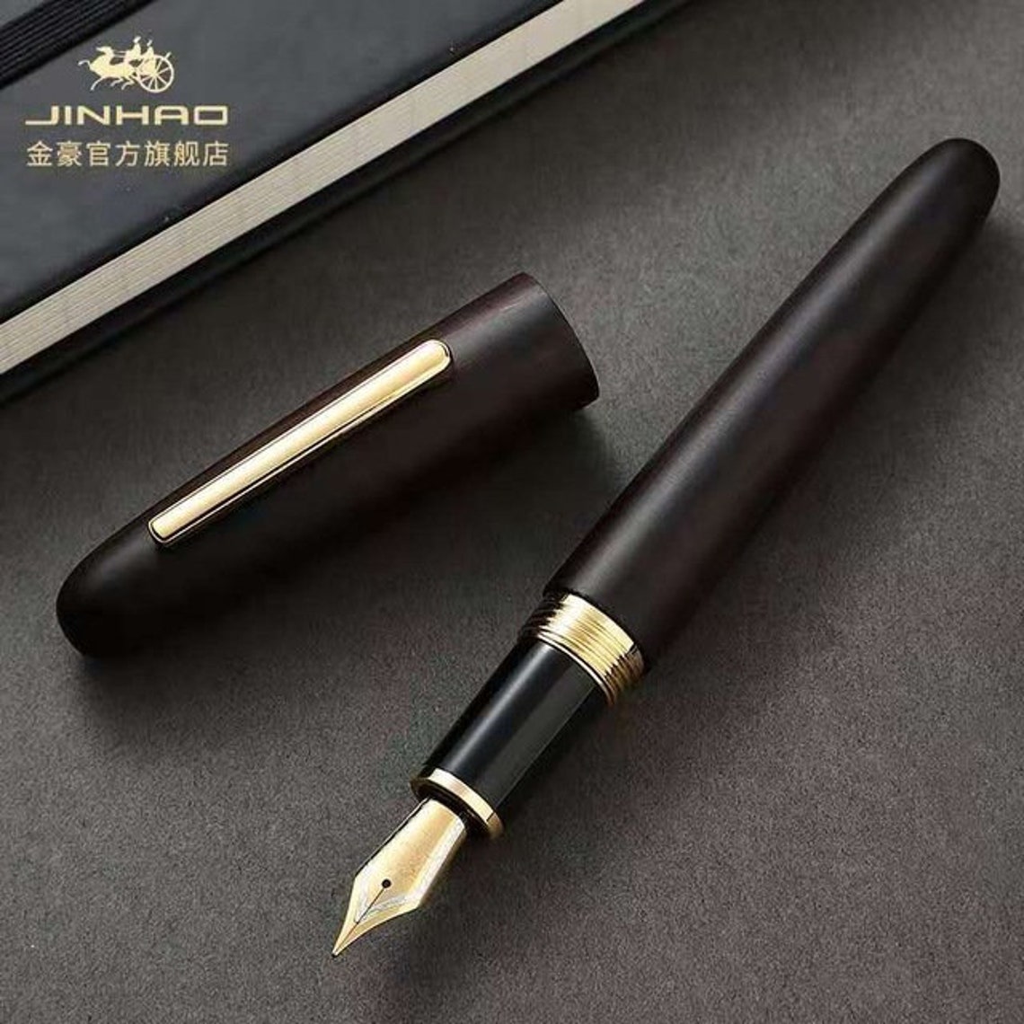 Jinhao 9056 Fountain Pen Wooden Ink Pen F Nib Converter Filler Etsy