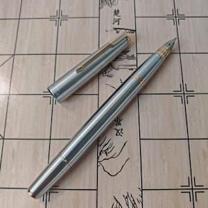 St Penpps Yongsheng 601A Ganzstahl Version Vacumatic Füllfederhalter Kolbentyp Tintenstift Feine Feder Goldener Clip Schreibgeschenk