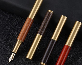 High-end Calligraphy Pocket Mini Fountain Pen F Straight/Fude Nib Optional Sandalwood Business Signature Pen Office