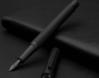 St Penpps Black Metal Fountain Pen Ink Pen Titanium Black Fine Nib Beautiful Tree Texture Business Office school supplies Writing