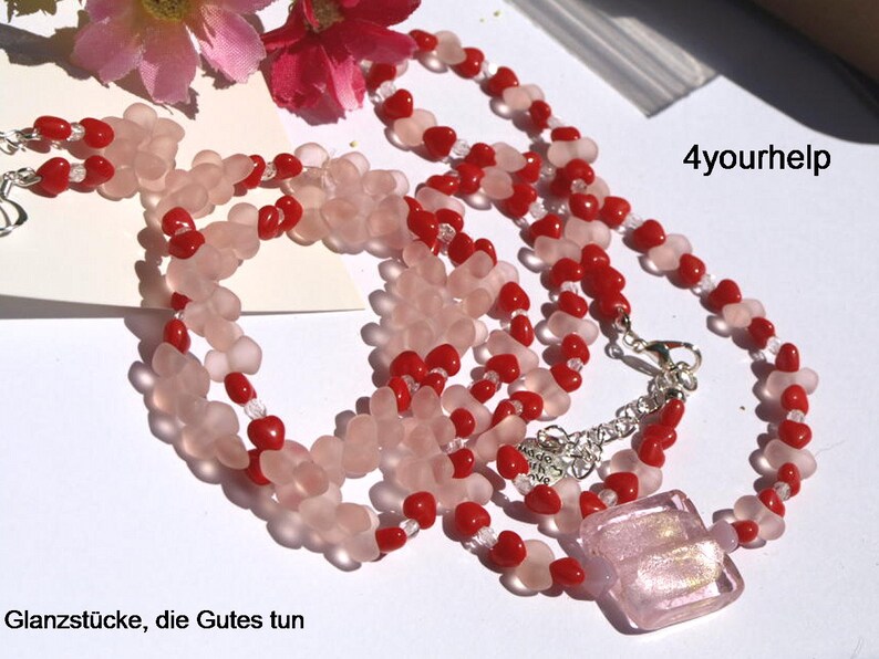 Pink summer jewellery made from Czech glass beads