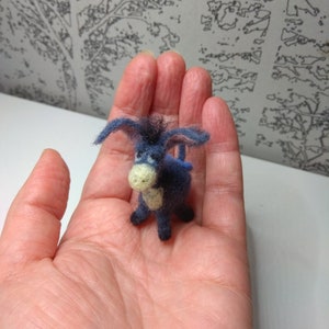 Needle felted miniature Eeyore, donkey, Gift, Wool