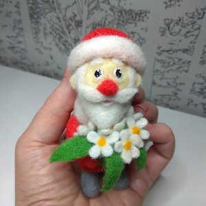 Miniatura de feltro de agulha Papai Noel, feltro de Natal Papai Noel, decoração de férias, estatueta de férias, gnomo, decoração de Natal, feliz ano novo