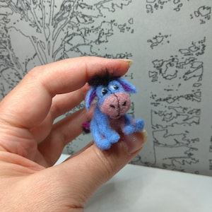 Little Sad Donkey : figurine d'animal de maison de poupée, objets de collection