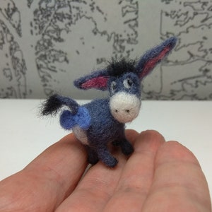 Needle felted miniature Eeyore,donkey, felt animal,Gift,Wool