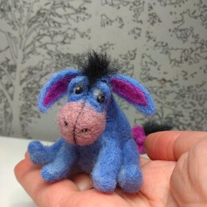 Felted Wool Melancholic Donkey Friend, Soft Figure, Gift, Collection