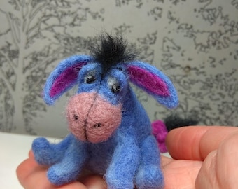 Felted Wool Melancholic Donkey Friend, Soft Figure, Gift, Collection