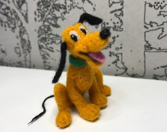 Pluto dog, needle felted miniature dog,Felted Animal,Soft Sculpture,wool,Gift,Collectible