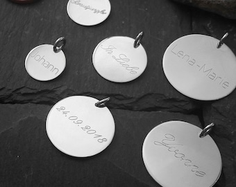 Engraving plate pendant with engraving in 925 silver, engraving name necklace, selectable size (GK120/silver)