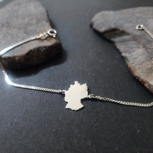 DEUTSCHLAND Landkarte Armband in 925er Silber, Länge wählbar (LK-12P/Deutschland)