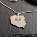 POLAND Map pendant with tank chain in 925 silver & coat of arms engraving, Polska - chain length selectable (LK-02/Poland+coat of arms