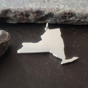 NEW YORK State - Landkarte wählbar als Anhänger, Charm-Anhänger oder Anhänger mit Panzerkette in 925er Silber (LK-NewYorkState)