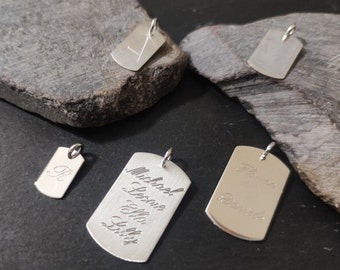 Engraving plate pendant in 925 silver, engraving name necklace, size selectable (GK190/silver)