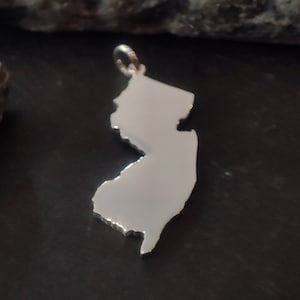 NEW JERSEY - Landkarte wählbar als Anhänger, Charm-Anhänger oder Anhänger mit Panzerkette in 925er Silber (LK-NewJersey)