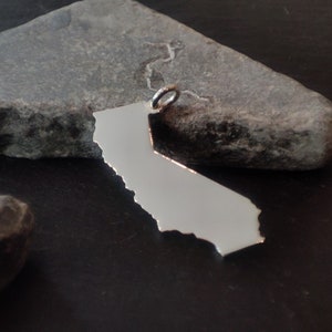 CALIFORNIA - Landkarte wählbar als Anhänger, Charm-Anhänger oder Anhänger mit Panzerkette in 925er Silber (LK-California)