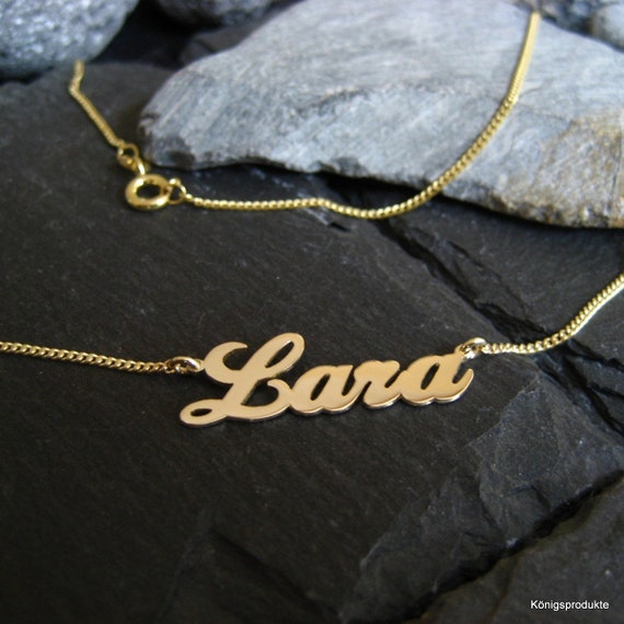 Name Necklace With Desired Name in 585 Yellow Gold, Letters