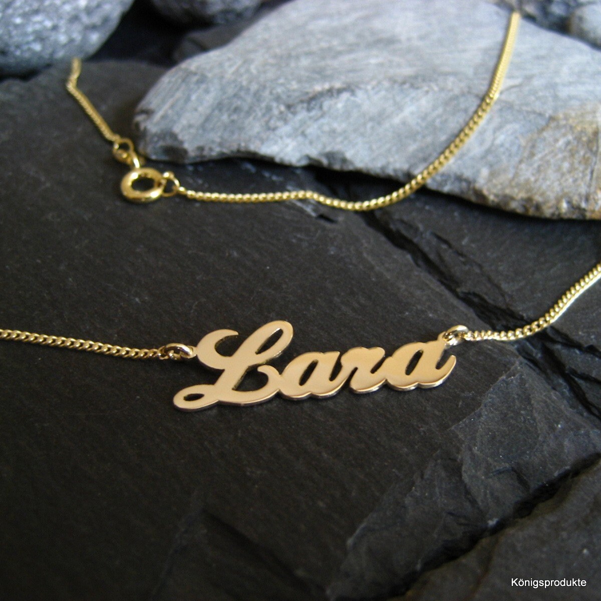 Name Necklace With Desired Name in 585 Yellow Gold, Letters