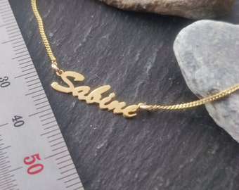 Very delicate personalized name necklace in 333 yellow gold, desired name up to 9 letters, length: 42 cm (NK-20/8GG)