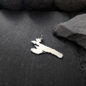RAB - Kroatien, Insel, Landkarte Anhänger, Charm-Anhänger oder Anhänger mit Panzerkette in 925er Silber, wählbar, Landkarte (LK-Rab)