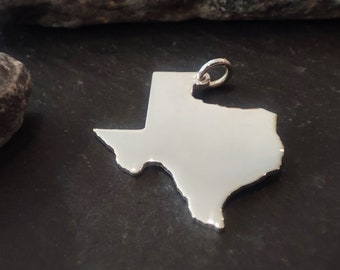 TEXAS - Landkarte wählbar als Anhänger, Charm-Anhänger oder Anhänger mit Panzerkette in 925er Silber (LK-Texas)