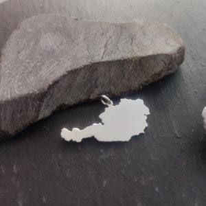 ÖSTERREICH - Landkarte wählbar als Anhänger, Charm-Anhänger oder Anhänger mit Panzerkette in 925er Silber (LK-Österreich)