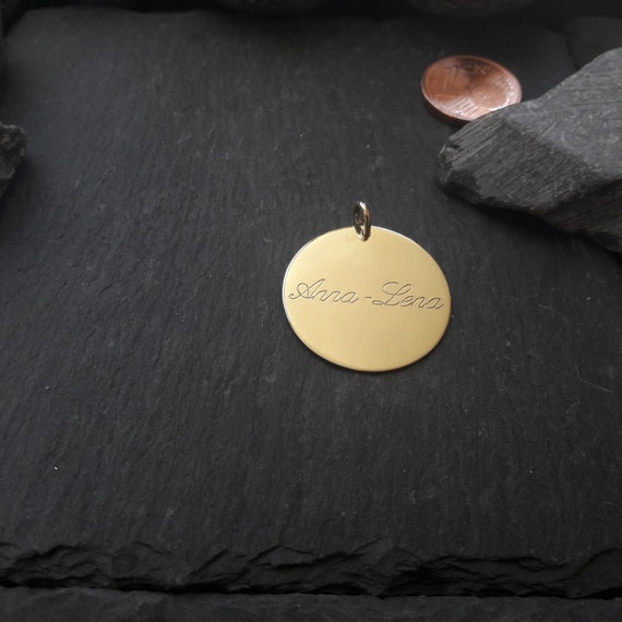 アクセサリー Engraved Plate Pendant Engraving Plate Pendant With Engraving in 585 Yellow Gold