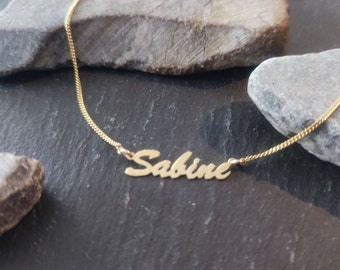 Very delicate personalized name necklace in 585 yellow gold, desired name up to 9 letters, length: 42 cm (NK-20/14GG)