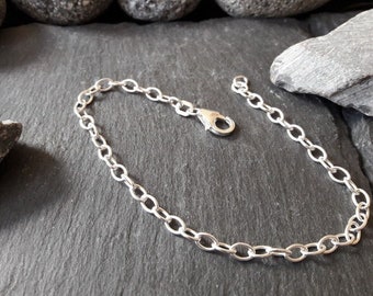 Armband - Ankerarmband in 925er Silber, oval 5 x 3,5 mm, Bettelarmband für Charms, 19 cm (FBM-23.4370)