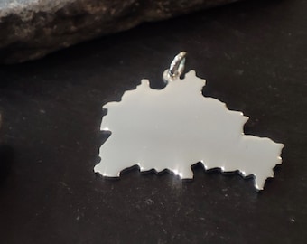 BERLIN - map can be selected as a pendant, charm pendant or pendant with curb chain in 925 silver (LK-Berlin)