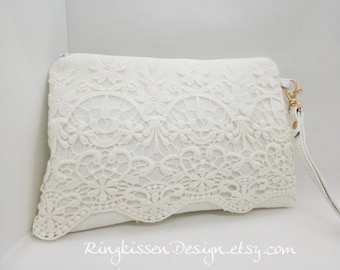 Clutch ivory-"Elegance Spitze" boho Brauttasche